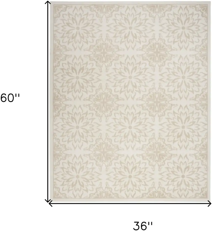 Beige And Ivory Floral Area Rug Photo 3