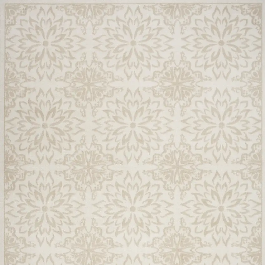 Beige And Ivory Floral Area Rug Photo 4