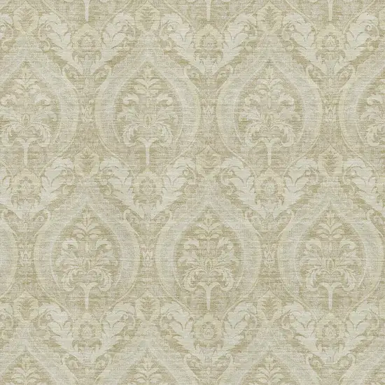 Beige And Ivory Floral Washable Area Rug With UV Protection Photo 3