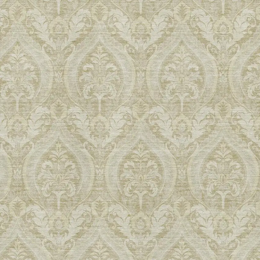 Beige And Ivory Floral Washable Area Rug With UV Protection Photo 3