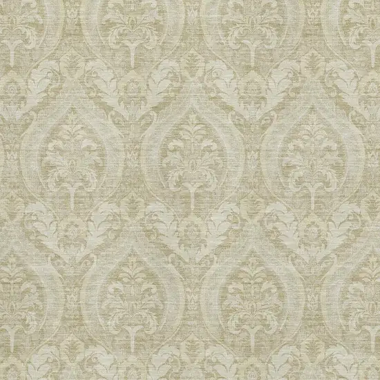 Beige And Ivory Floral Washable Area Rug With UV Protection Photo 3