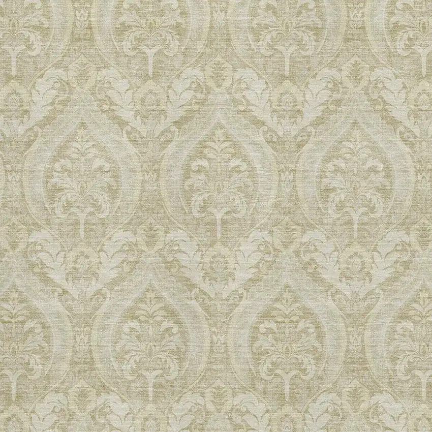 Beige And Ivory Floral Washable Area Rug With UV Protection Photo 3