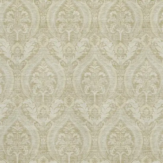 Beige And Ivory Floral Washable Area Rug With UV Protection Photo 3