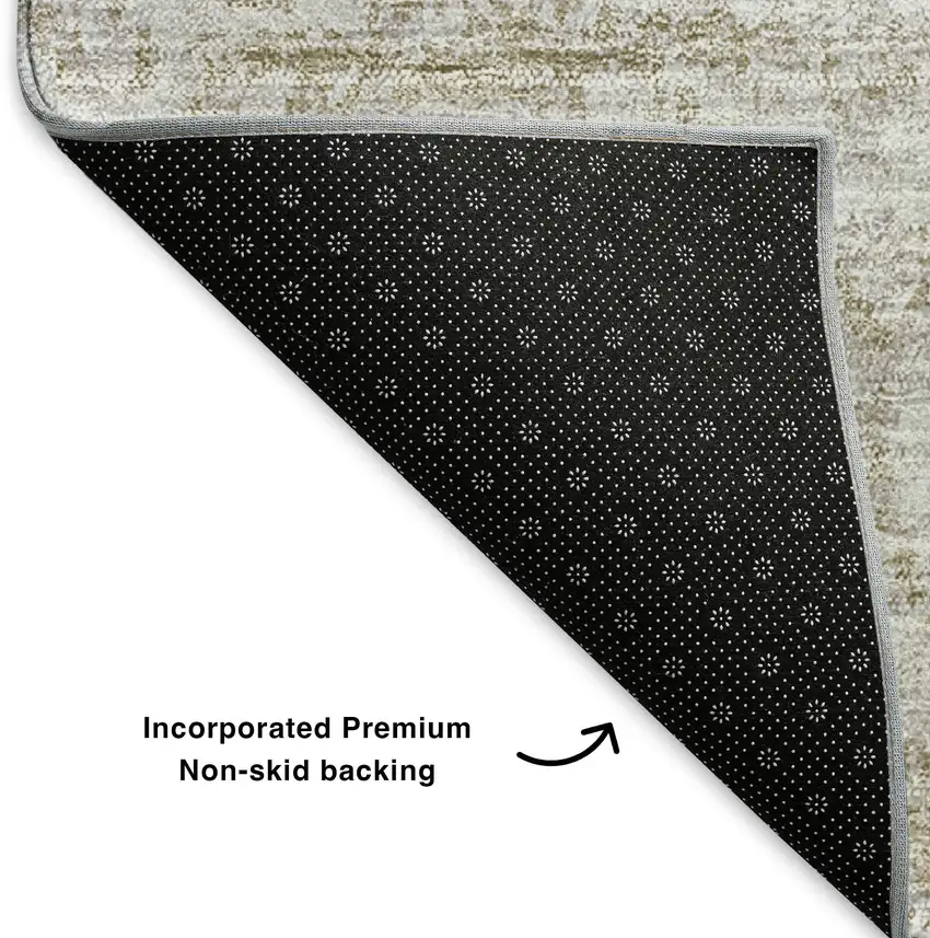 Beige And Ivory Floral Washable Area Rug With UV Protection Photo 7