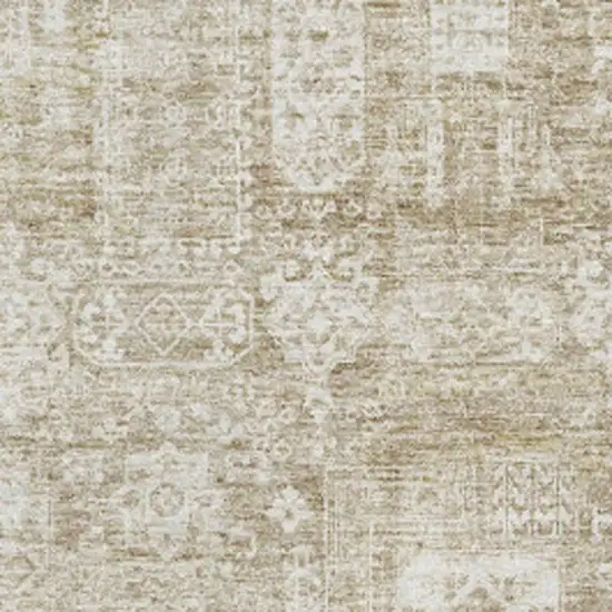 Beige And Ivory Floral Washable Area Rug With UV Protection Photo 3