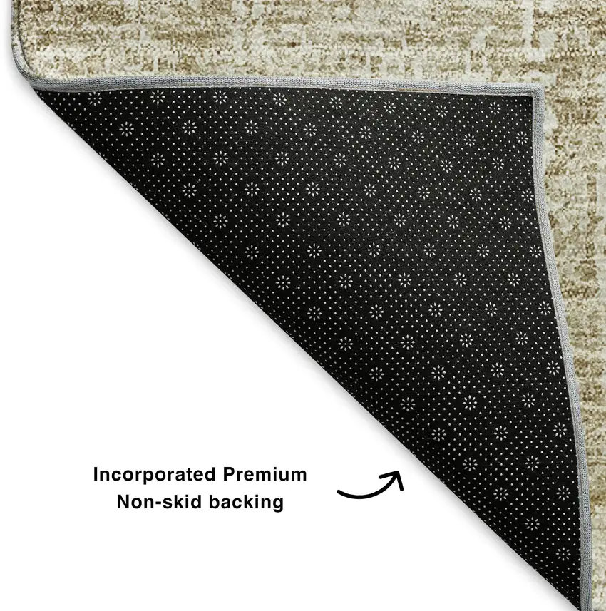 Beige And Ivory Floral Washable Area Rug With UV Protection Photo 7