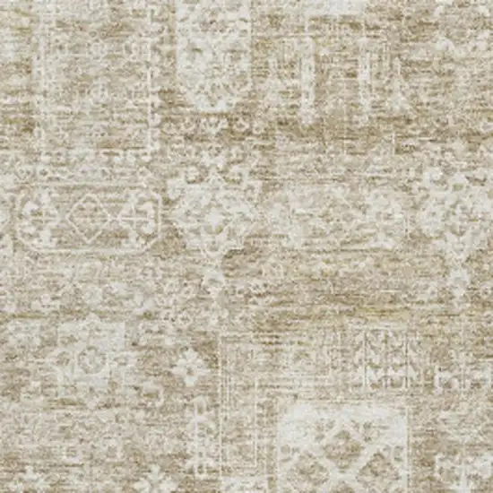 Beige And Ivory Floral Washable Area Rug With UV Protection Photo 3