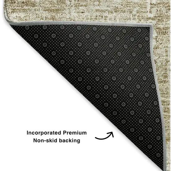 Beige And Ivory Floral Washable Area Rug With UV Protection Photo 7