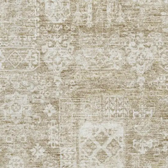 Beige And Ivory Floral Washable Area Rug With UV Protection Photo 3