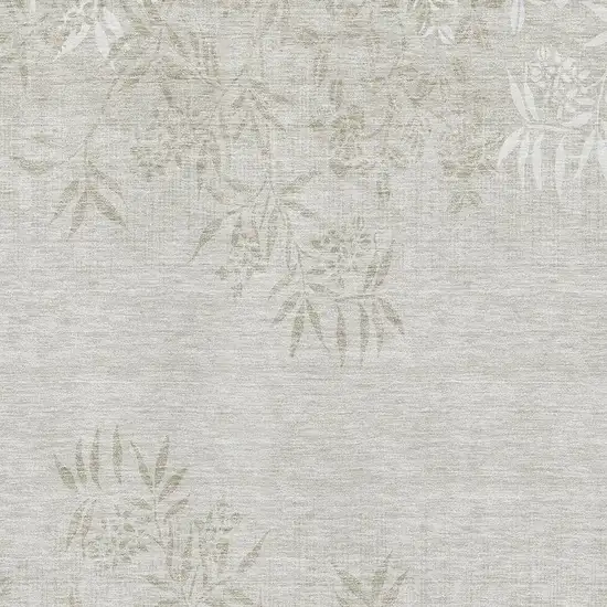 Beige And Ivory Floral Washable Area Rug With UV Protection Photo 3