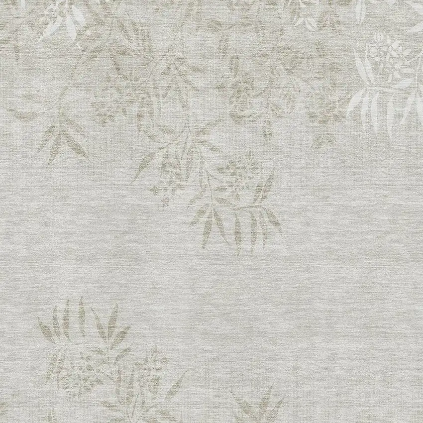 Beige And Ivory Floral Washable Area Rug With UV Protection Photo 3