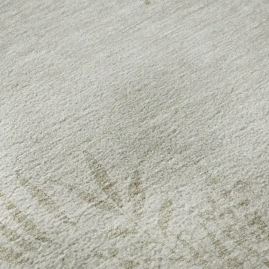 Beige And Ivory Floral Washable Area Rug With UV Protection Photo 9