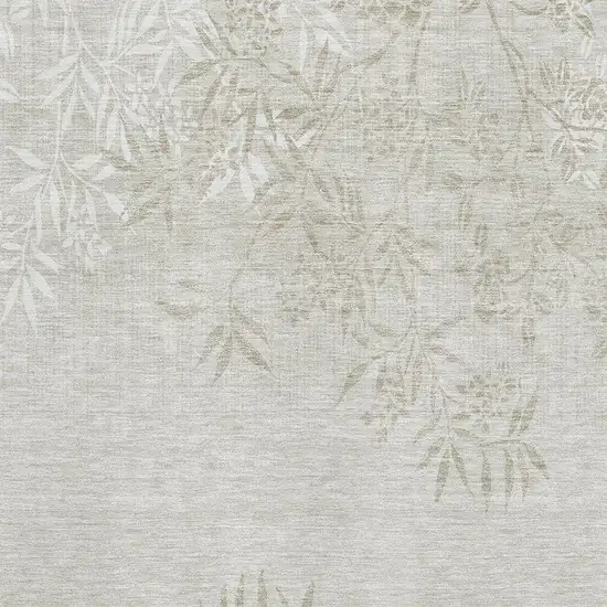 Beige And Ivory Floral Washable Area Rug With UV Protection Photo 2