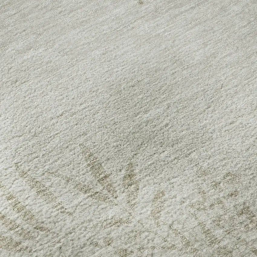 Beige And Ivory Floral Washable Area Rug With UV Protection Photo 9