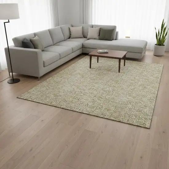 Beige And Ivory Floral Washable Area Rug With UV Protection Photo 1