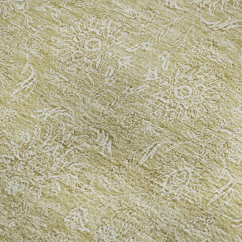 Beige And Ivory Floral Washable Area Rug With UV Protection Photo 3