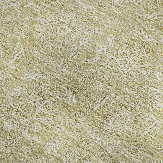 Beige And Ivory Floral Washable Area Rug With UV Protection Photo 3