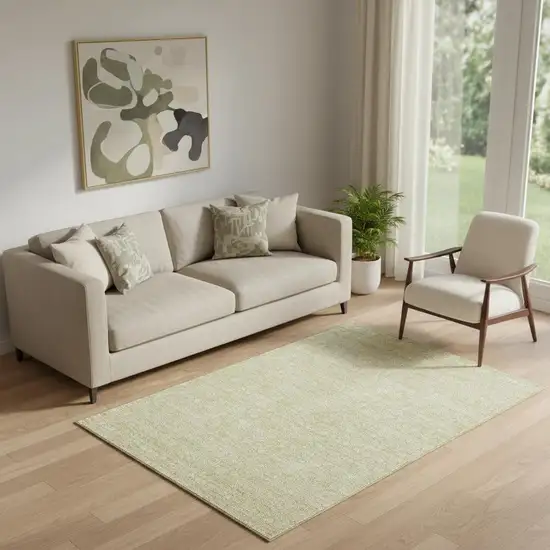 Beige And Ivory Floral Washable Area Rug With UV Protection Photo 1