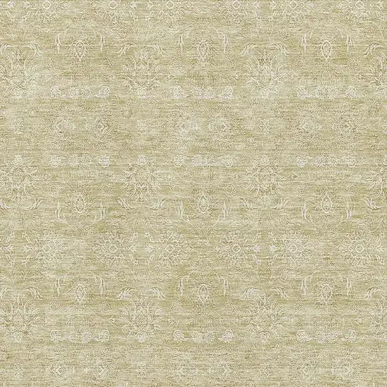 Beige And Ivory Floral Washable Area Rug With UV Protection Photo 5