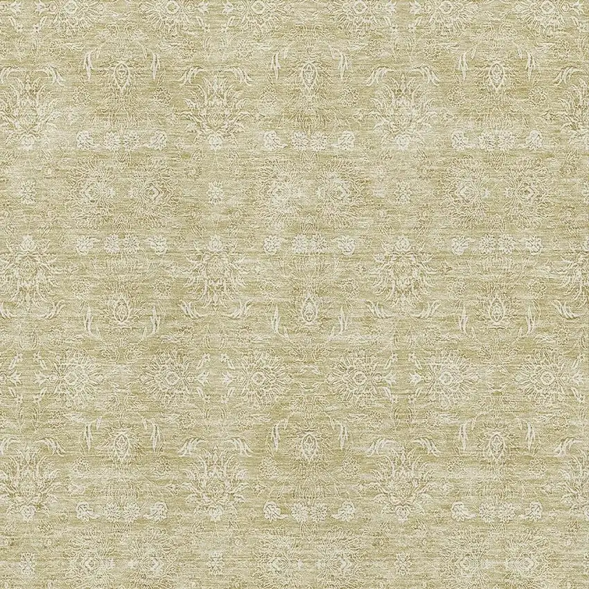 Beige And Ivory Floral Washable Area Rug With UV Protection Photo 5