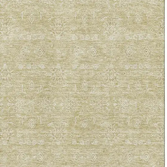 Beige And Ivory Floral Washable Area Rug With UV Protection Photo 3