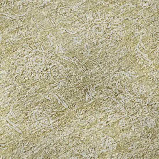 Beige And Ivory Floral Washable Area Rug With UV Protection Photo 1
