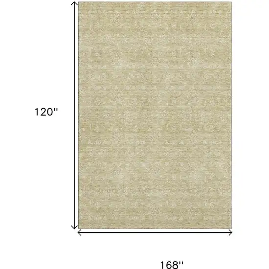 Beige And Ivory Floral Washable Area Rug With UV Protection Photo 3