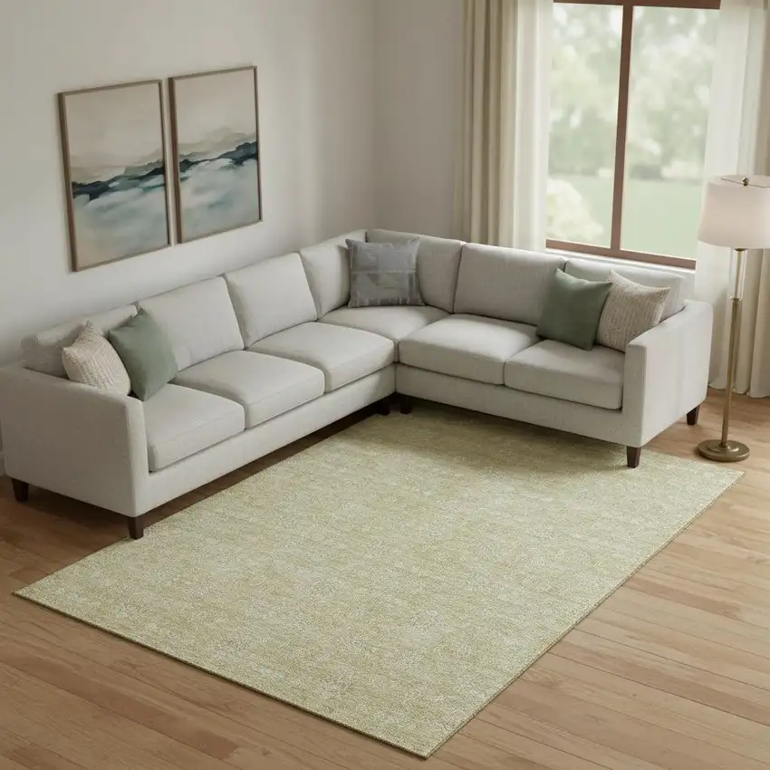 Beige And Ivory Floral Washable Area Rug With UV Protection Photo 1