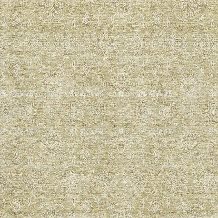 Beige And Ivory Floral Washable Area Rug With UV Protection Photo 4