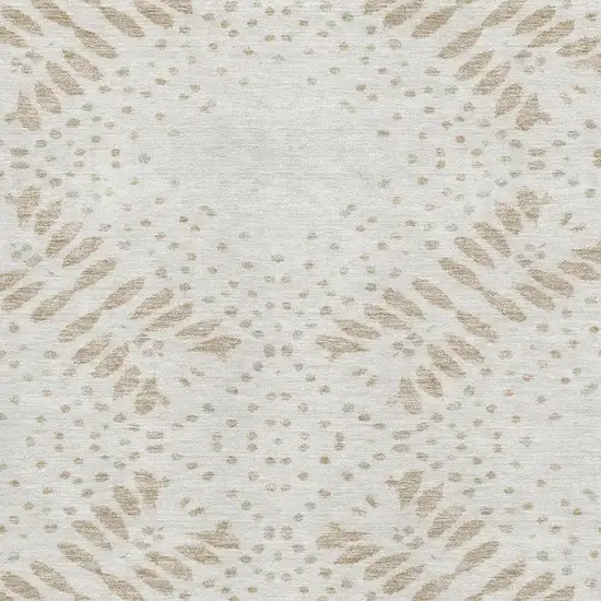 Beige And Ivory Floral Washable Area Rug With UV Protection Photo 3