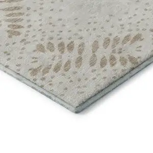 Photo of Beige And Ivory Floral Washable Area Rug With UV Protection