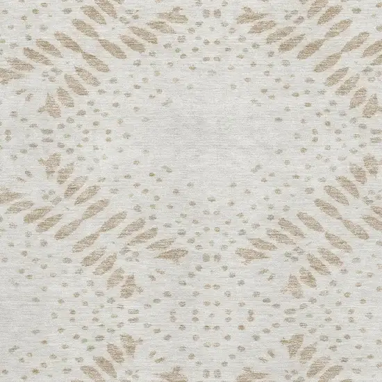 Beige And Ivory Floral Washable Area Rug With UV Protection Photo 3