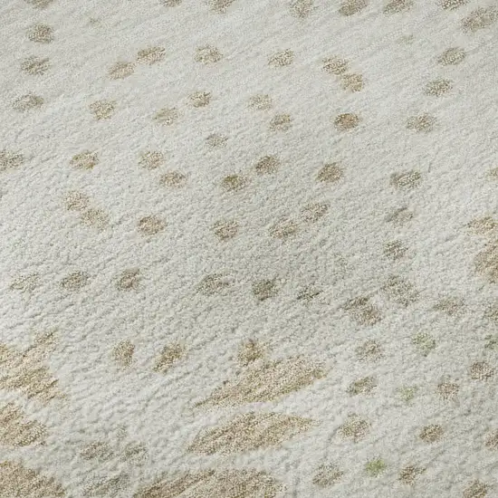 Beige And Ivory Floral Washable Area Rug With UV Protection Photo 9