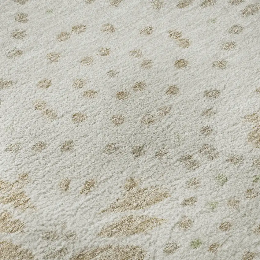 Beige And Ivory Floral Washable Area Rug With UV Protection Photo 9