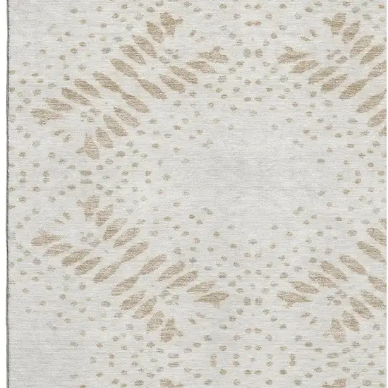 Beige And Ivory Floral Washable Area Rug With UV Protection Photo 3