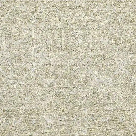 Beige And Ivory Floral Washable Area Rug With UV Protection Photo 2