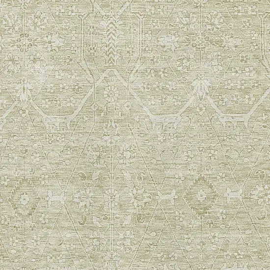 Beige And Ivory Floral Washable Area Rug With UV Protection Photo 2