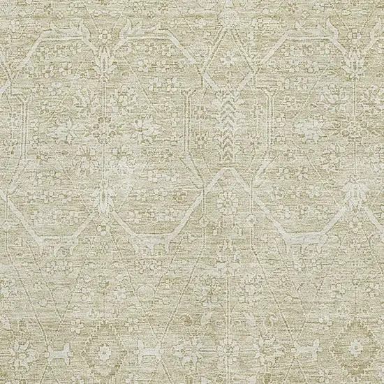 Beige And Ivory Floral Washable Area Rug With UV Protection Photo 2