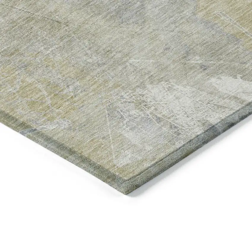 Beige And Ivory Floral Washable Indoor Outdoor Area Rug Photo 6