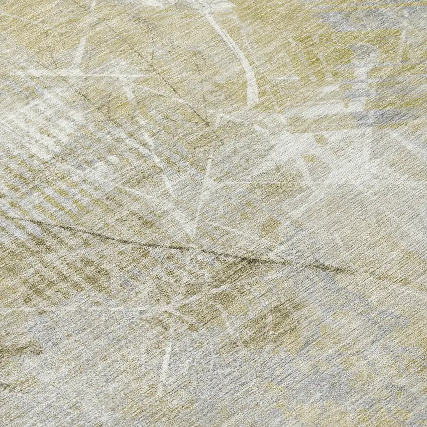 Beige And Ivory Floral Washable Indoor Outdoor Area Rug Photo 8