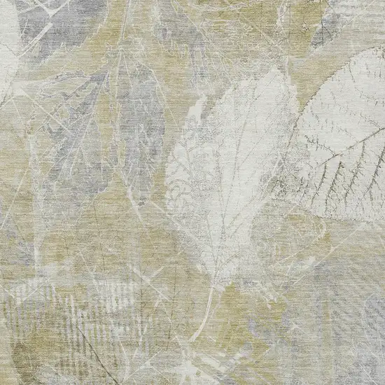 Beige And Ivory Floral Washable Indoor Outdoor Area Rug Photo 7