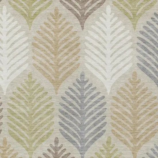 Beige And Ivory Floral Washable Indoor Outdoor Area Rug Photo 3