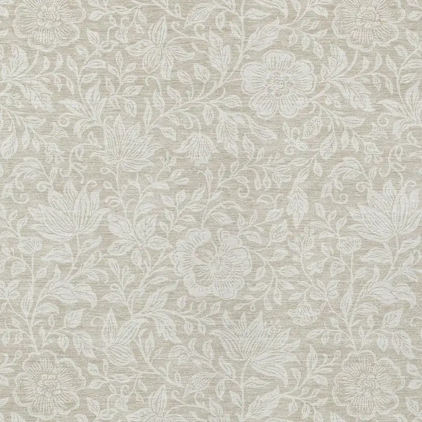 Beige And Ivory Floral Washable Indoor Outdoor Area Rug Photo 2