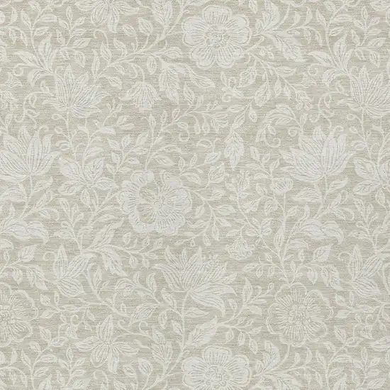 Beige And Ivory Floral Washable Indoor Outdoor Area Rug Photo 2