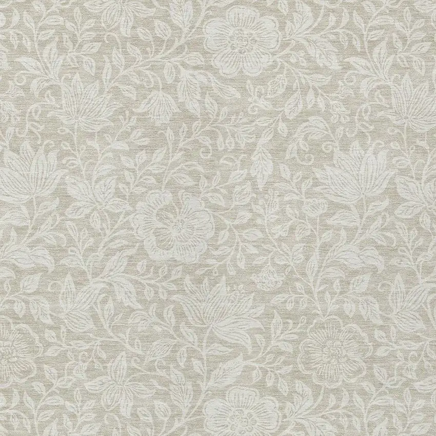 Beige And Ivory Floral Washable Indoor Outdoor Area Rug Photo 2