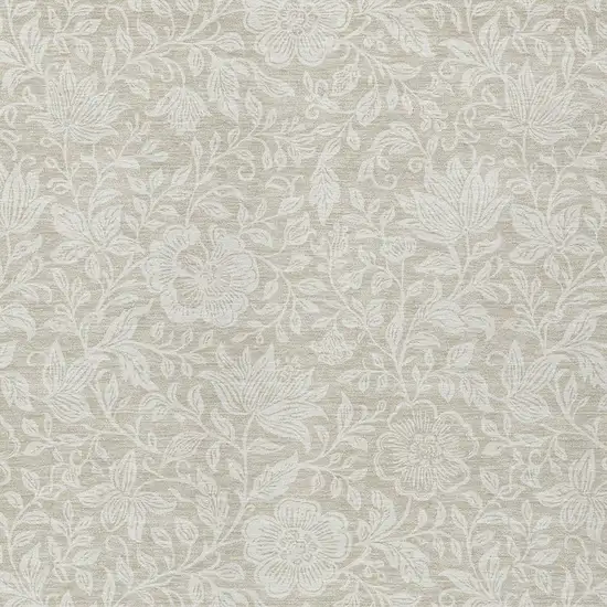 Beige And Ivory Floral Washable Indoor Outdoor Area Rug Photo 2