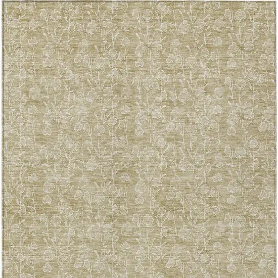 Beige And Ivory Floral Washable Indoor Outdoor Area Rug Photo 6