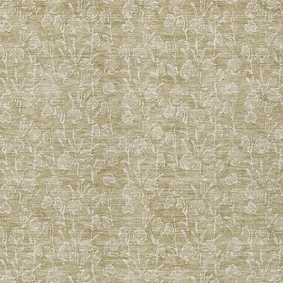 Beige And Ivory Floral Washable Indoor Outdoor Area Rug Photo 5