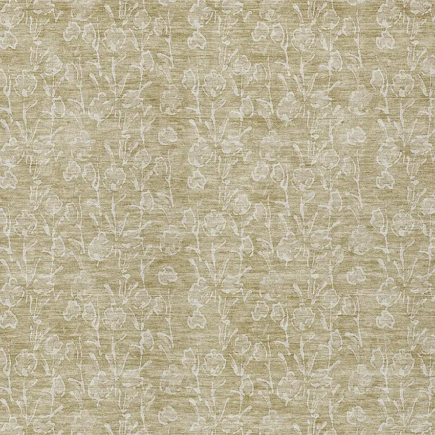 Beige And Ivory Floral Washable Indoor Outdoor Area Rug Photo 5