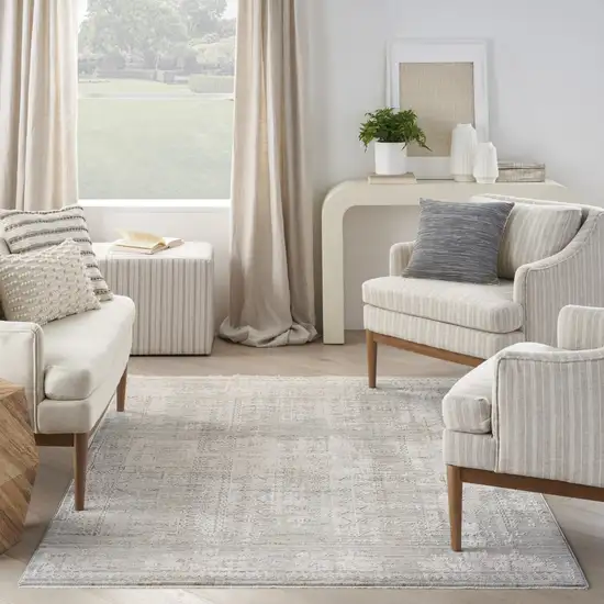 Beige And Ivory Geometric Area Rug Photo 7